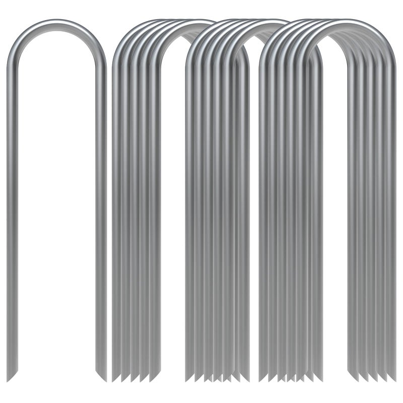 AAGUT 16 Pack Garden Landscape Staples 6 Inch Soaker Hose Stakes 11 Gauge Drip Line Irrigation Stakes Water Hose Hooks Galvanized Lawn U Pins Sod Nails for Chicken Wire, Drip Tubing, Dog Fence - Image 1